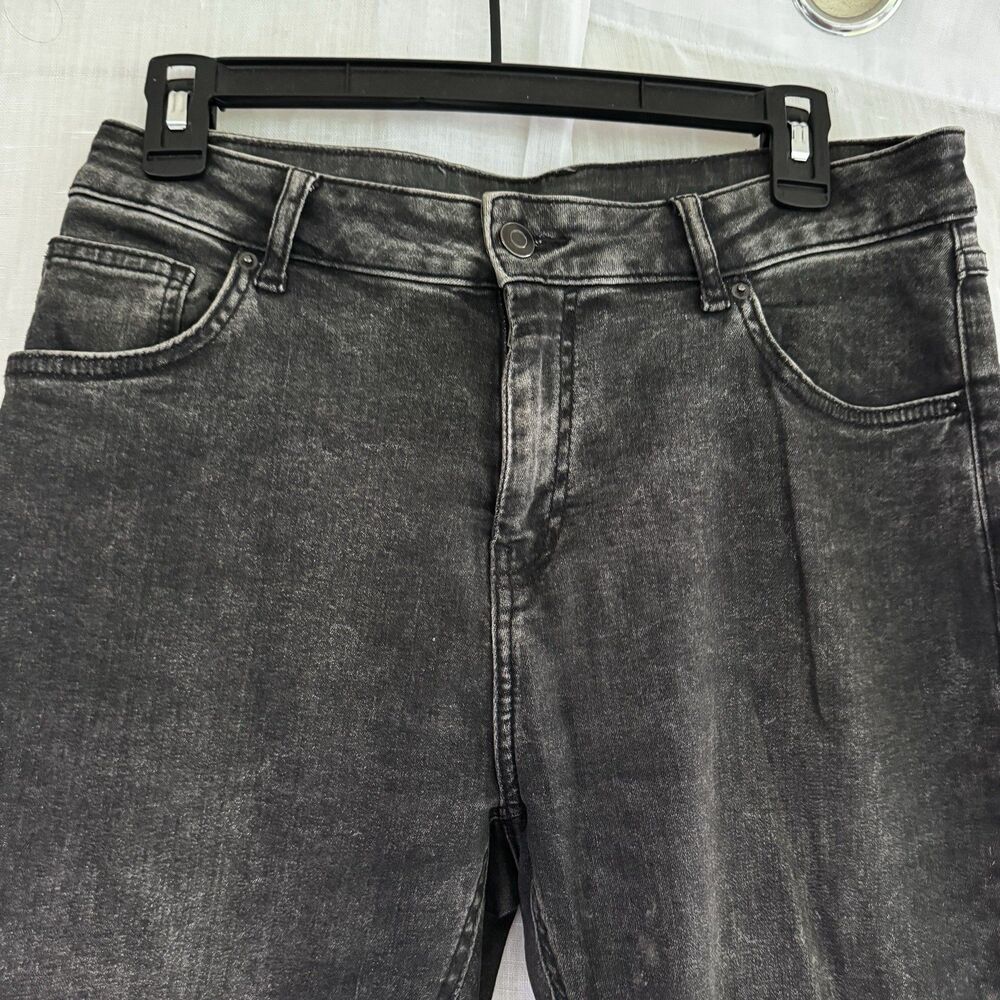 NUON Womens Acid Wash Jeans Size W32 L27 Charcoal Gray Cotton Slim Skinny Denim